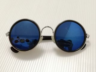 #包智能櫃 woman silver and black round rim black mirror sunglasses specs sunnies 女裝銀黑圓形藍色鏡面太陽眼鏡64215709007234110