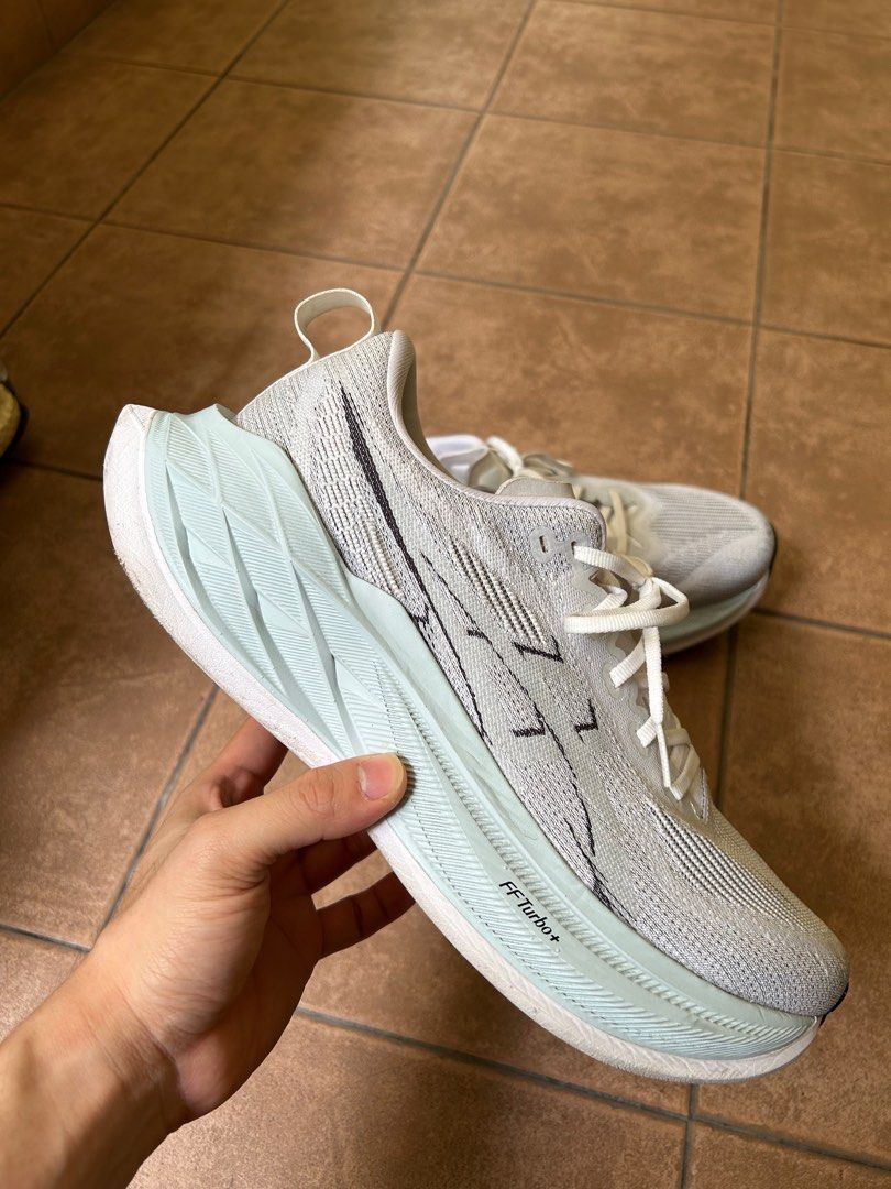 ASICS Superblast 2 'White Cool Grey' ( USED ) (Category: Sneakers) located in Singapore. Submitted by exclusive. (Listing ID 1386831987, Image 2). Description: ASICS Superblast 2 ‘White Cool Grey’ US 10 (USED CONDITION) Shoes used milage approx 40KM. No box. Have E receipt from Asics Non nego. $300 .