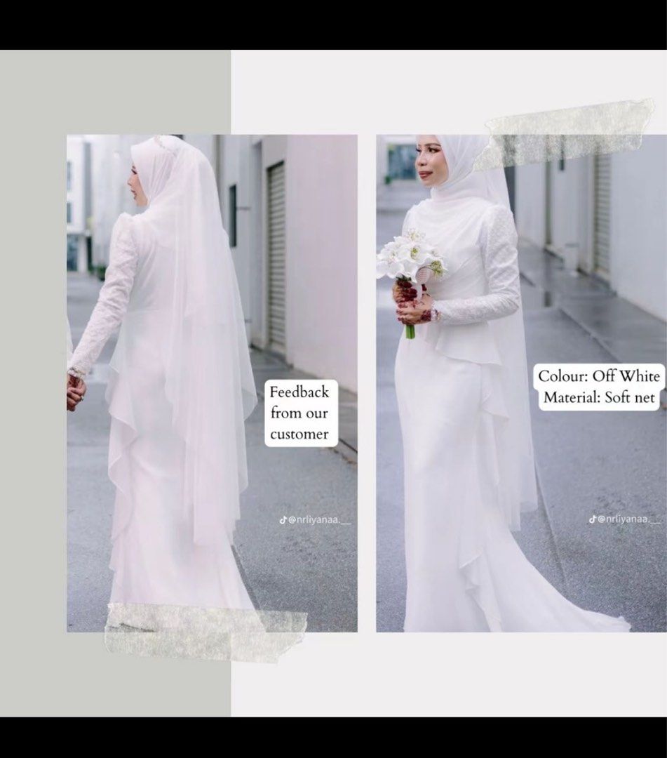 Basic Plain Veil for Wedding 2 Layer (Category: Accessories) located in Kuala Lumpur. Submitted by unknownuserr_ (Listing ID 1386892016, Image 2). Description: Basic Plain Veil for wedding 2 Layer -Patter: 2 Layer / 1 Layer -50 inch x 32 inch -Paras lutut (Boleh adjust labuh ikut kesesuaian) -No detailling (Plain) -Material: Soft net.