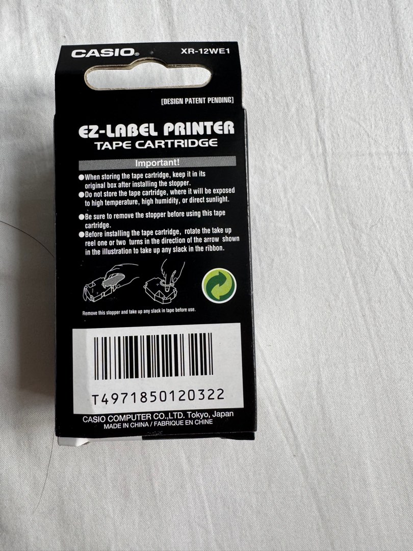 Casio EZ-Label Printer Tape Cartridge XR-12WE1, Computers & Tech ...