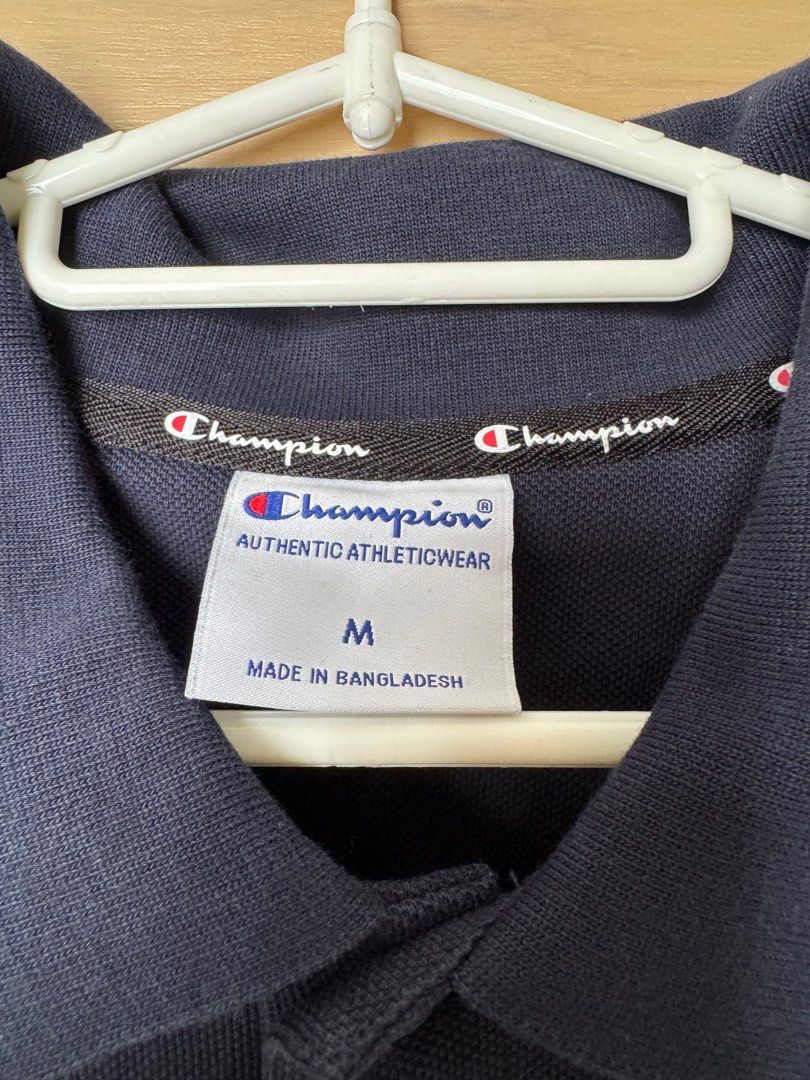 Champion Polo Shirt (Category: Tshirts & Polo Shirts ) located in Mandaluyong City. Submitted by ellasellstuff (Listing ID 1386821159, Image 3). Description: Authentic Champion Polo Shirt Worn once Navy Blue color Size Medium MOP: BPI/UB/Gcash.