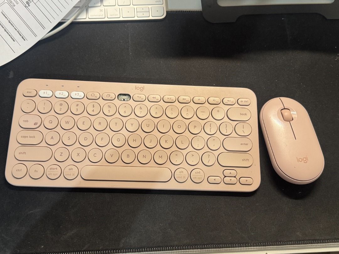 Logitech K380 Wireless Bluetooth Keyboard + Logitech Pebble Mouse Set – Preloved, Fully Functional (Category: Mouse & Mousepads) located in Toledo. Submitted by xoxreina (Listing ID 1386906341, Image 1). Description: Selling a Logitech K380 Bluetooth Wireless Keyboard paired with a Logitech Pebble Wireless Mouse — perfect for work-from-home setups, students, and on-the-go productivity. Condition: Preloved, fully functional. The F6 key button is m
