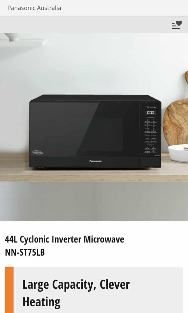 Panasonic 44L Inverter Microwave Oven (Category: Ovens & Toasters) located in Taytay. Submitted by mikz_1303 (Listing ID 1386791340, Image 1). Description: Panasonic 44L Inverter Microwave Oven Used as demo unit Australian mall pull out 44L Issue dent and minimal scratch 6.5k.