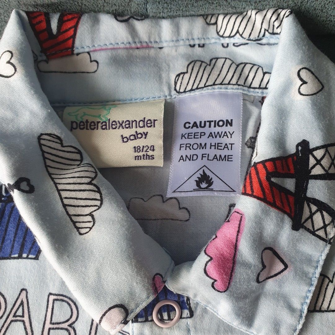 Peter Alexander Baby & Jnr Pyjama Sets (Category: Babies & Kids Fashion) located in Singapore. Submitted by pehhor (Listing ID 1386841408, Image 1). Description: - Peter Alexander pyjamas for sale. - Set 1: Blue, Paris theme, size 18/24 months. - Set 2: Grey, Harry Potter theme, size 2. - Both sets in good condition. 10 ＄ per set Thanks .