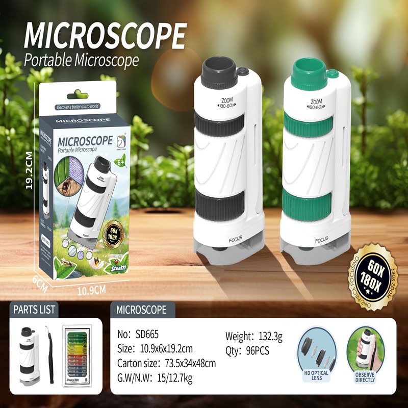 STEM Portable Microscope with 12 Prepared Slides for Kids and School ...