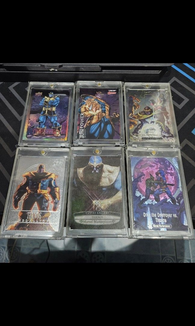 THANOS CARDS SET SALE (Category: Raw Singles) located in Paranaque City. Submitted by diegotilyo (Listing ID 1386922345, Image 2). Description: good day everyone! selling two sets of thanos cards. Photo 1 - 4.5k Photo 2 - 3k all are in pristine condition except Thanos micromotions card. if you have any questions, feel free to msg me.🙂 negotiable 🙂.