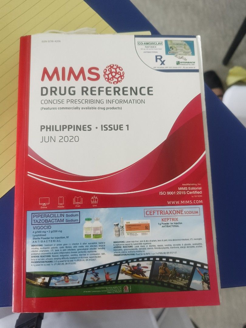 Mims Drug Reference Book (like new) (Category: Textbooks) located in Taguig. Submitted by enaparts__kitty (Listing ID 1387099627, Image 1). Description: ❗For sale❗ 2020 Mims Book Drug Reference for Only 650 php like new condition, used with care. gamit na gamit ito sa pharma sub kaya worth it siya. there is a book mark attached on the book, not all Mims book has this. Loc: Nu Moa / Taguig.