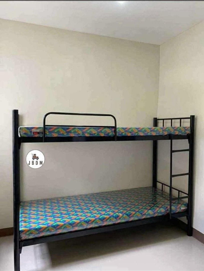 Double Deck Bed Frame with 4 inches Ordinary Mattress (Category: Bed Frames & Mattresses) located in Manila. Submitted by onlineshoppersph (Listing ID 1387094918, Image 1). Description: Double Deck Bed frame with 4 inches thickness Ordinary Foam Meron na foam kasama para sa taas at baba👌🏻 Sizes and prices 30 x 30 = 5,800 Set 36 x 36 = 6,300 Set 36 x 48 = 6,900 Set 36 x 54 = 7,500 Set 36 x 60 = 7,700 Set Please Note: 👍Bed Frame design may diffe