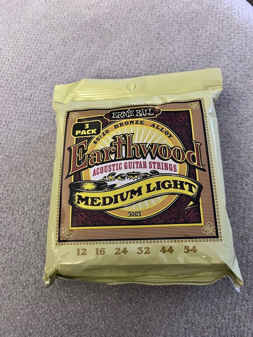 Ernie ball acoustic guitar string (Category: Musical Instruments) located in Manila. Submitted by iskoh4102 (Listing ID 1387155617, Image 1). Description: Ernie ball acoustic guitar string Medium light 80/20 bronze alloy P350 per pack of 6 strings. P1,100 if you buy 3 sets. RFS: changed to nylon chord.