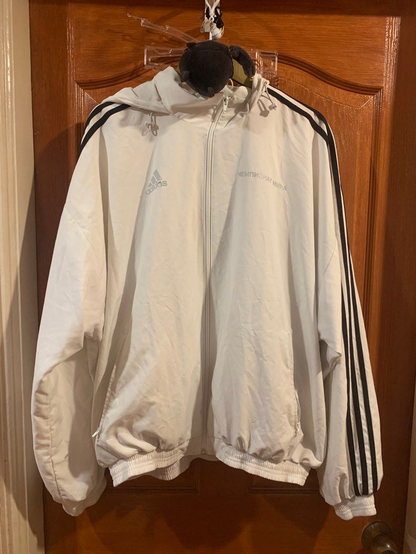 Gosha Rubchinskiy adidas jacket RARE (Category: Coats, Jackets and Outerwear) located in Quezon City. Submitted by djrakrakantodamax (Listing ID 1387061666, Image 1). Description: RARE flaws peeling of adidas logo Nothing else Just pure gosha swag 26x28 dimes.