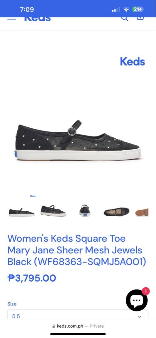 Keds Mary Jane (Category: Sneakers) located in Pasig City. Submitted by declutterwks (Listing ID 1387083913, Image 1). Description: Very pretty in actual!! Used once only Sz 7! Lower than srp.