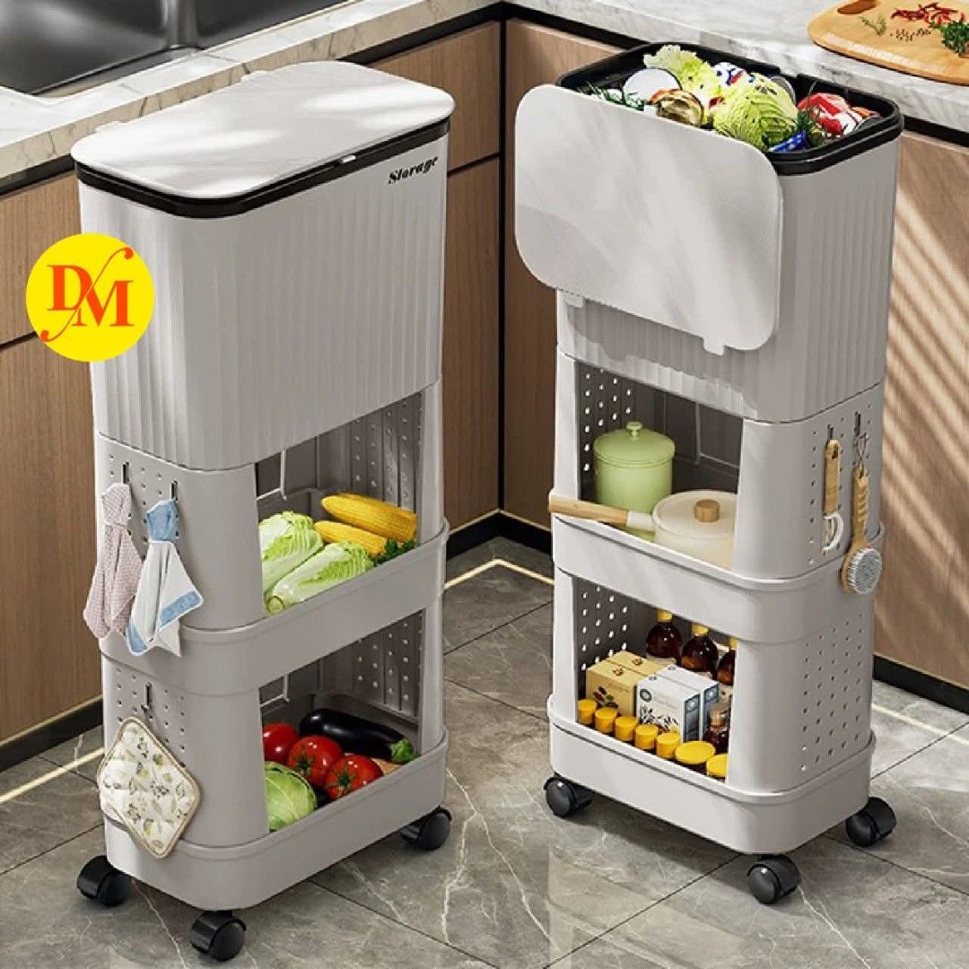 Kitchen Trash With Lid Multi-Layer Floor-standing Roller Movable Household Multifunctional Shelf Storage Bin (Category: Storage Boxes & Baskets) located in Manila. Submitted by onlineshoppersph (Listing ID 1387095634, Image 1). Description: Cash On Deliver - Metro Manila - Delivery Fee/Handling Fee shouldered by BUYERS - DF/HF depends on BUYERS Location LALAMOVE PICK UP - Cash on Deliver - Metro Manila & Nearby DELIVER THRU COURIER, CARGO & BUS -