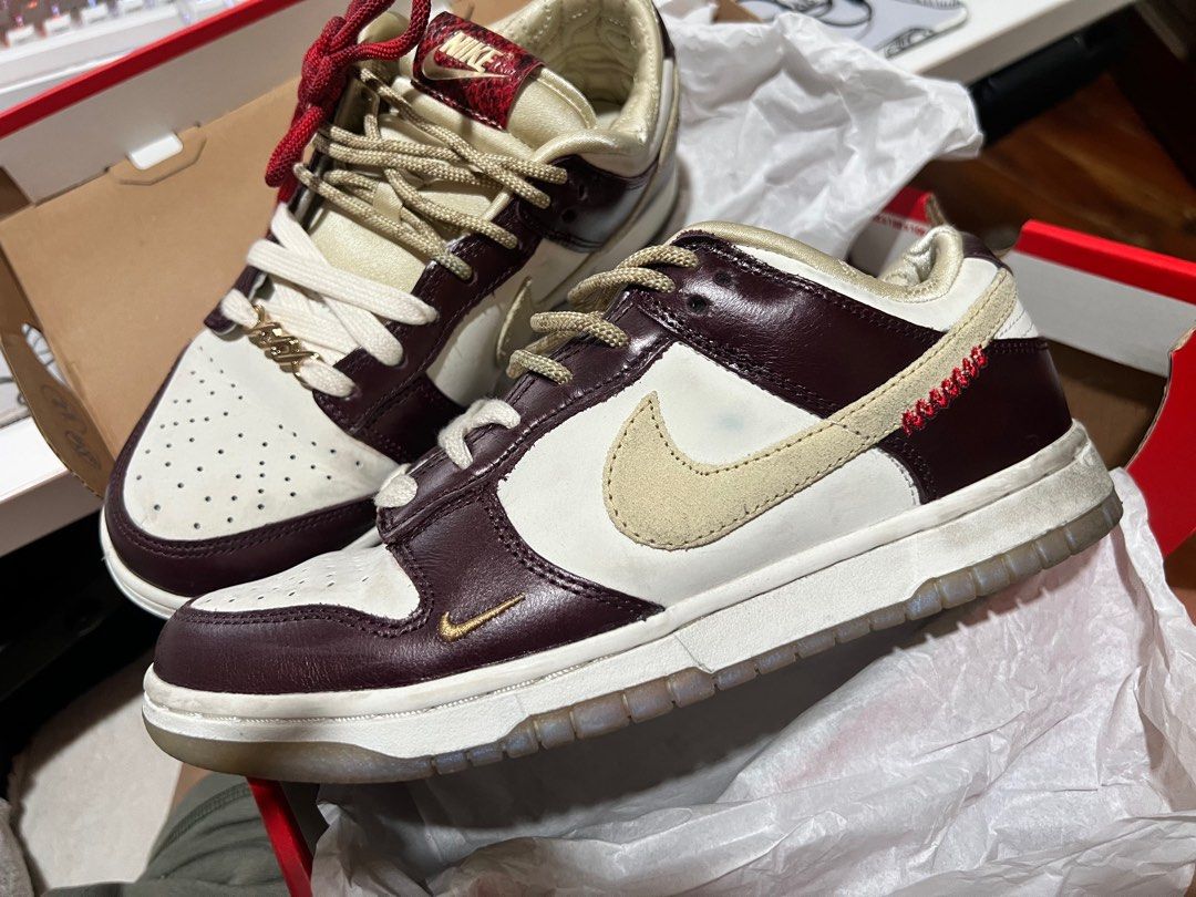 Nike Dunk Low LX US 7 CNY ORIGINAL/ Authentic PRELOVED (Category: Sneakers) located in Manila. Submitted by privethings (Listing ID 1387014328, Image 1). Description: Minor blue stain but barely noticeable. May need cleaning. Sole print wiped out due to usage. Can show proof of purchase from SG nike. This is preloved, managed expectations. TY.