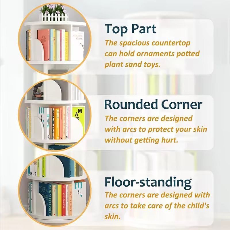 Rotating Round Bookshelf | Circular Kids Book Display Shelf | Multi ...