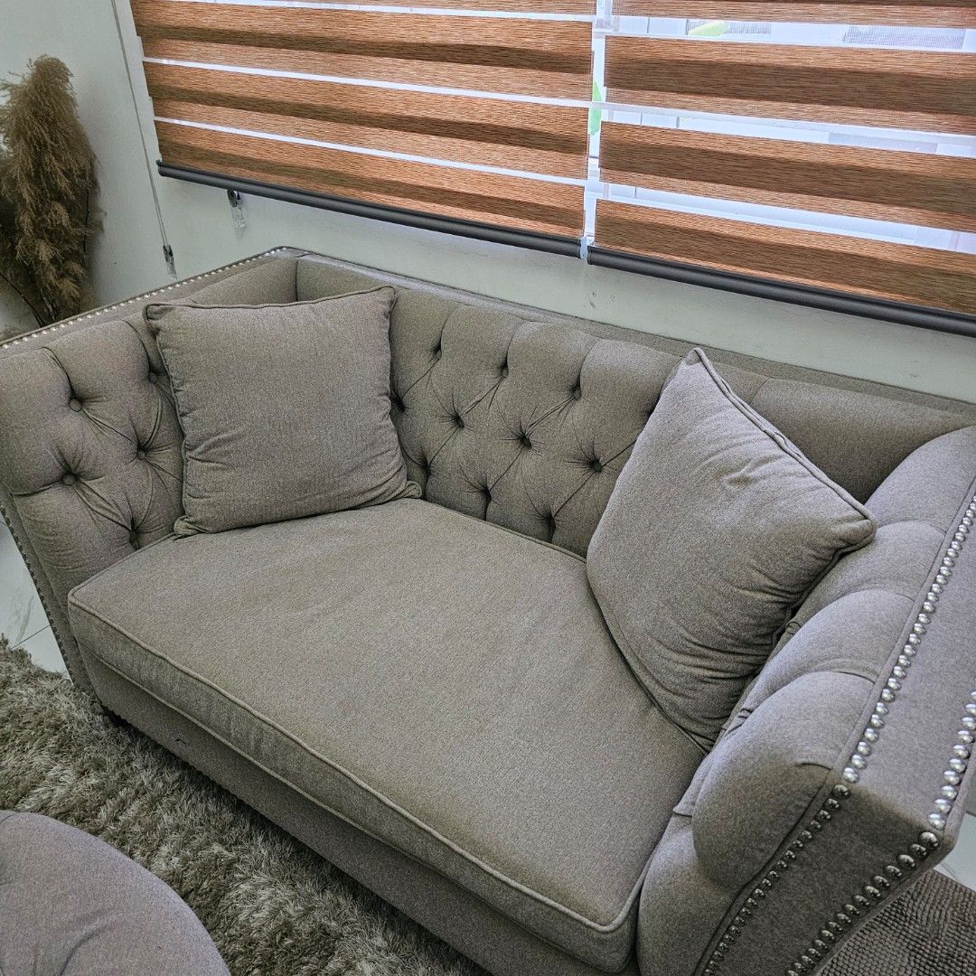Saskia Sofa 2 Seater (Category: Sofas) located in Paranaque City. Submitted by al.vin13 (Listing ID 1387099845, Image 1). Description: Bought from Our Home Mega Mall Good condition Need lang linisin Orig price: 36,000 Asking price: 15,000 Free shipping within Metro Manila.
