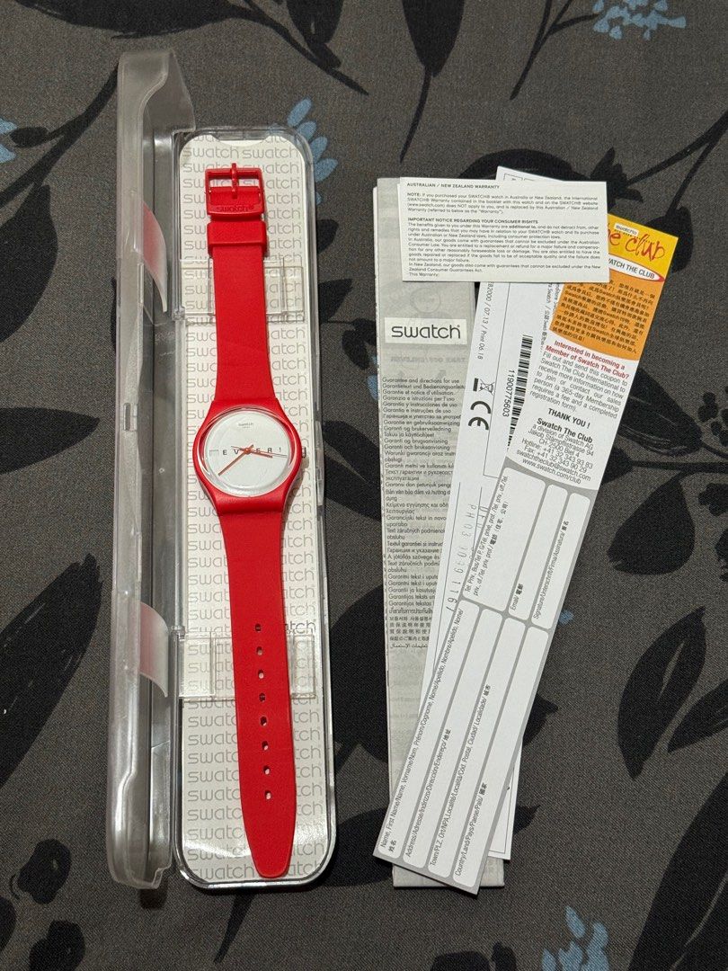 Swatch Red 4EVERFEVER - GR404 Watch (Category: Women's Watches) located in Mandaluyong City. Submitted by sochis_declutter (Listing ID 1387154663, Image 1). Description: - With Complete Inclusion w/ papers. - Bought from Australia (still have its warranty papers). - Barely noticeable scratches. - Lady Used. - Color: Red .