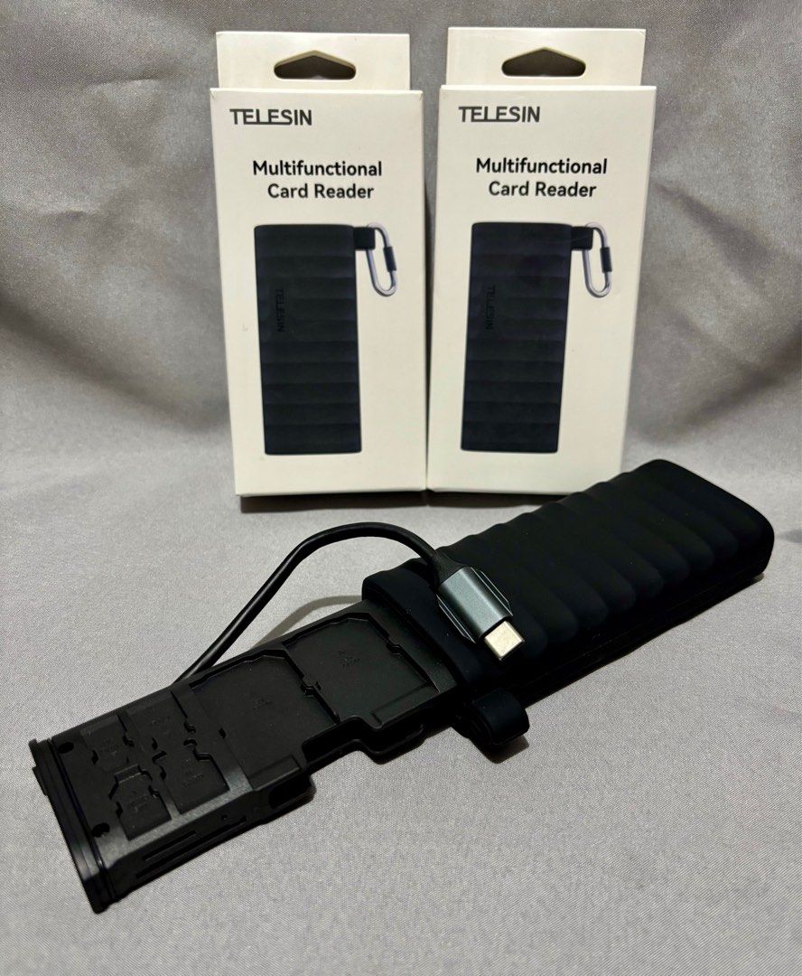 TELESIN MULTIFUNCTIONAL FULL PROTECTION HIGH-SPEED MEMORY CARD READER MICRO SD, SD CARD (Category: Other Photography Accessories) located in Manila. Submitted by guerle (Listing ID 1387099516, Image 2). Description: TELESIN MULTIFUNCTIONAL FULL PROTECTION HIGH-SPEED MEMORY CARD READER MICRO SD, SD CARD KEY FEATURES: Ample Storage: Holds up to 4 SD cards, 6 TF cards, and 2 Nano SIM cards. High-Speed Data Transfer: USB 3.1 interface with speeds up 