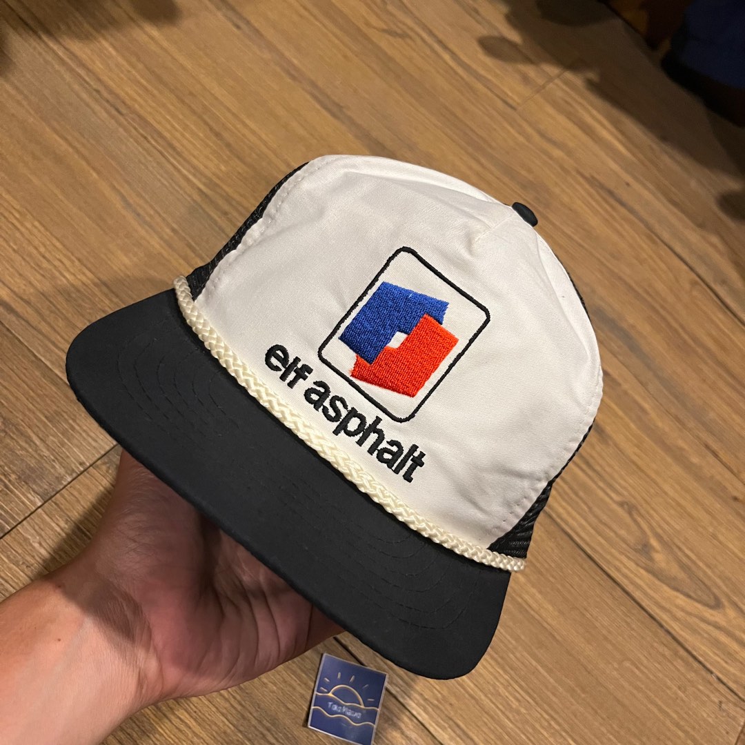 Vintage Mesh Trucker Elf Asphalt Rope Hat Embroidered, Fesyen Pria ...