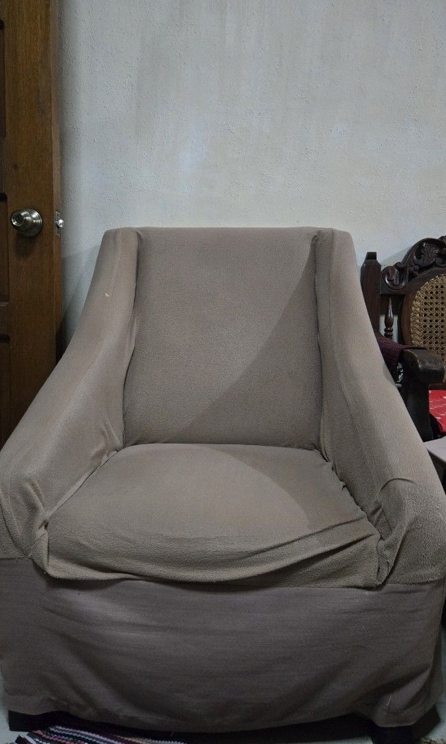 1 Seater Sofa (brown soft texture, w/ cover) (Category: Sofas) located in Manila. Submitted by preownedddd (Listing ID 1387300697, Image 1). Description: Still in good condition..
