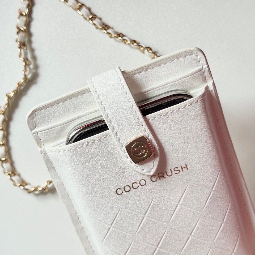 Chanel Coco Crush Phone Case Crossbody (Category: Luxury Bags & Wallets) located in Valenzuela. Submitted by refined.finds (Listing ID 1387290084, Image 1). Description: This is a Chanel GWP item. Used only once. **Fits iphone 16 pro max (without case or if slim case) **Fits iphone 12/12pro (with case) **Detachable straps ** 2 card slots ** Gold-tone hardware ** Chanel Gift box included (with crease) Approx. measurement: 7.25” H x 4.25” L Crossbo
