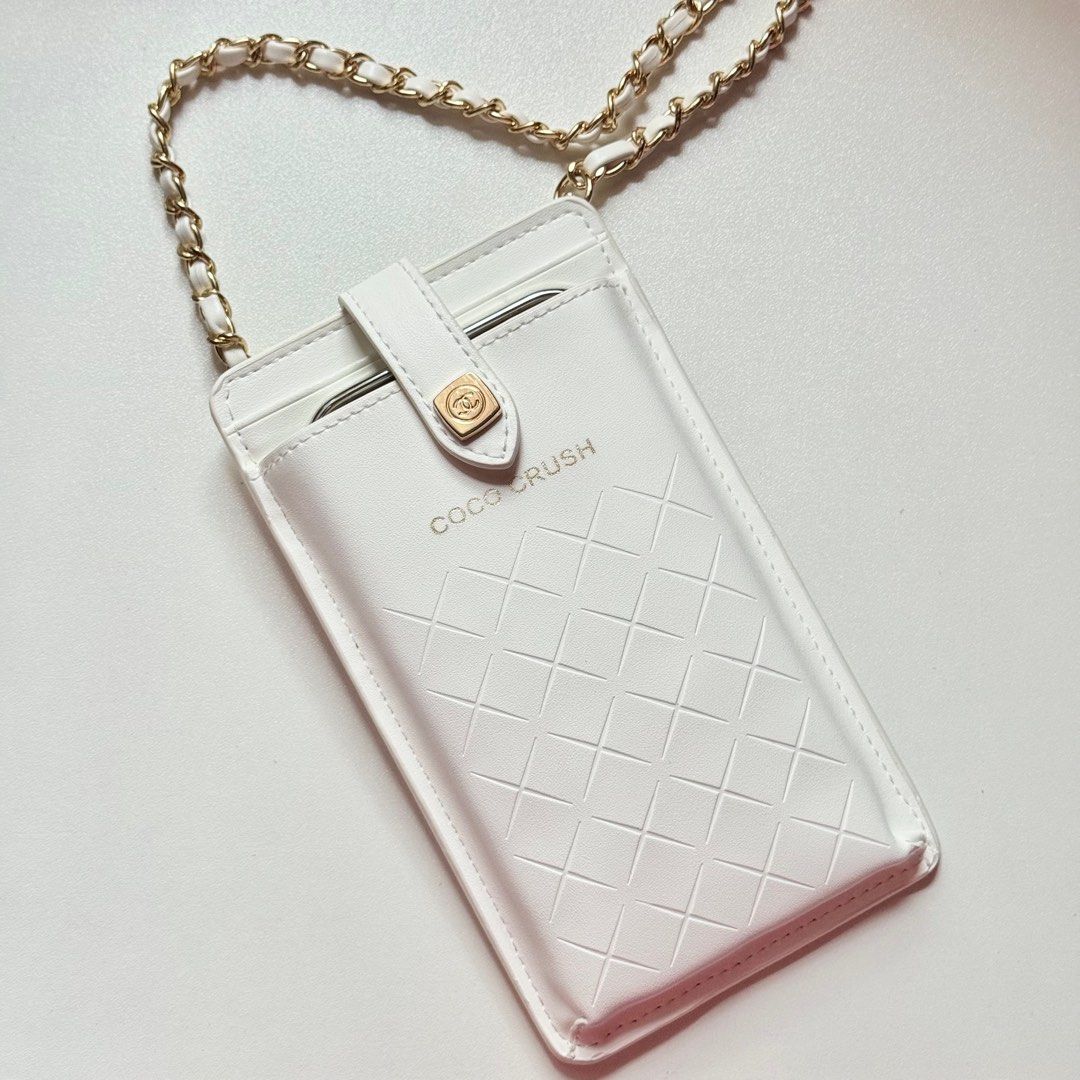 Chanel Coco Crush Phone Case Crossbody (Category: Luxury Bags & Wallets) located in Valenzuela. Submitted by refined.finds (Listing ID 1387290084, Image 3). Description: This is a Chanel GWP item. Used only once. **Fits iphone 16 pro max (without case or if slim case) **Fits iphone 12/12pro (with case) **Detachable straps ** 2 card slots ** Gold-tone hardware ** Chanel Gift box included (with crease) Approx. measurement: 7.25” H x 4.25” L Crossbo