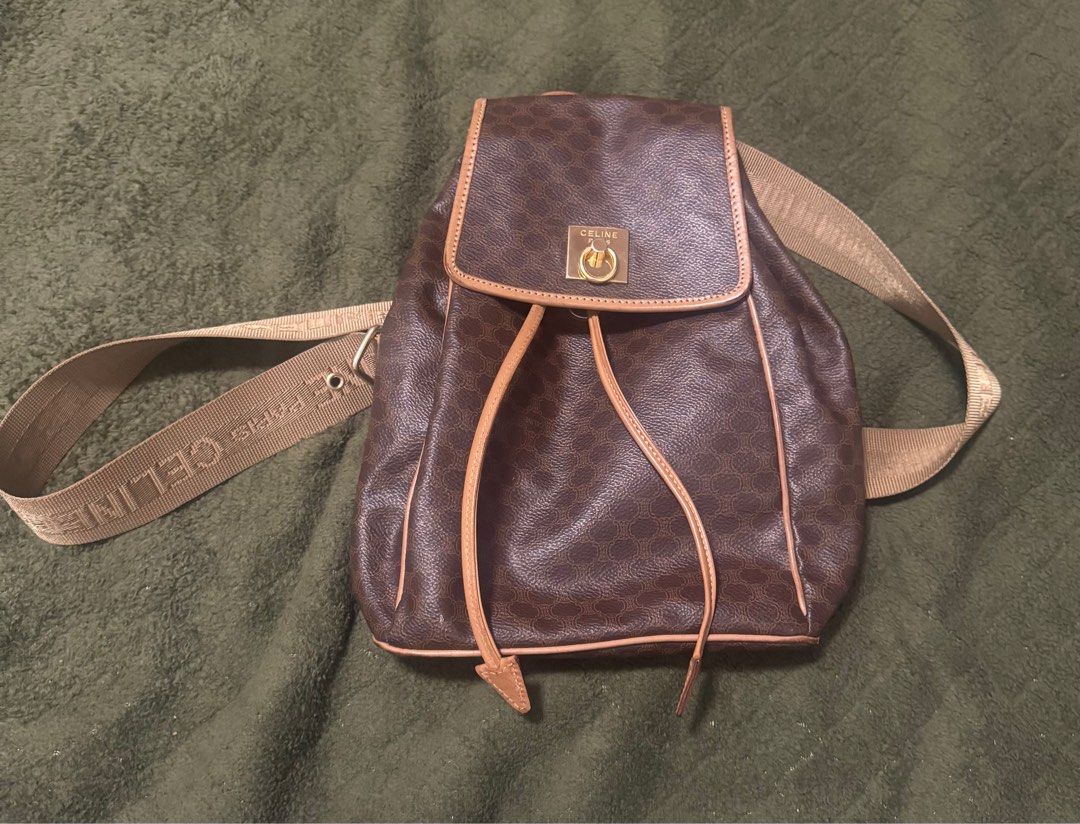 Céline Celine Brown Macadam Drawstring Backpack (Category: Luxury Bags & Wallets) located in Manila. Submitted by marissagal.mendoza (Listing ID 1387217080, Image 1). Description: Céline Celine Brown Macadam Drawstring Backpack Brand : Céline Condition : Good condition Fabrics : Leather, Plastic, Pony-style calfskin No Accessories.