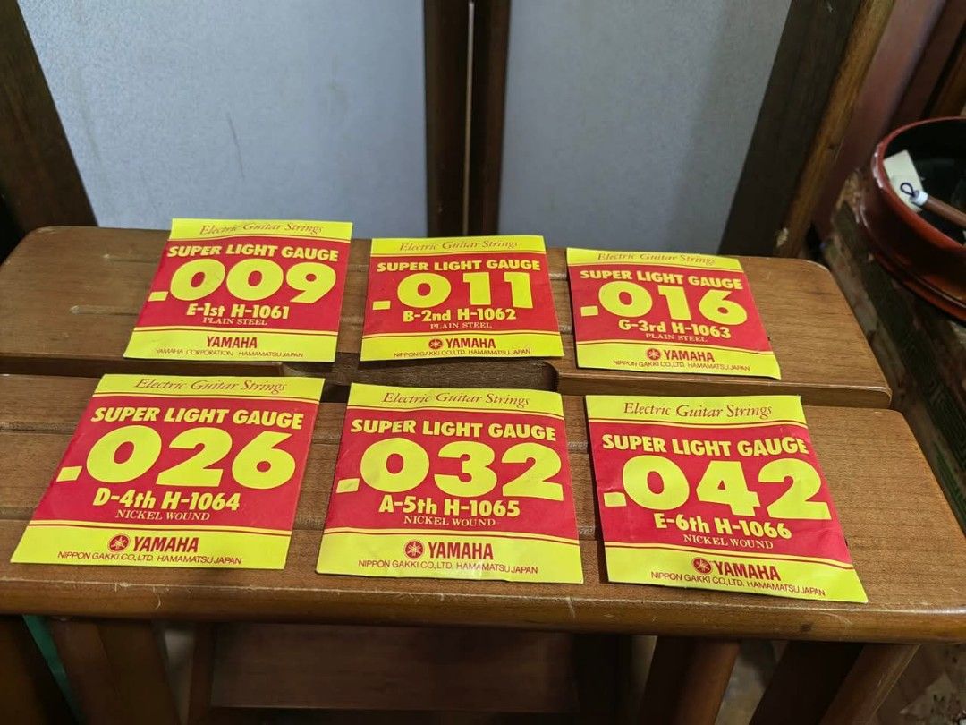 Electric Guitar Strings (Category: Musical Instruments) located in Cebu City. Submitted by dudes_villanueva (Listing ID 1387319581, Image 1). Description: Electric Guitar Strings Brand: YAMAHA Complete Set H-1061 to 1066 📌Material Nickel Wound 📌Super Light Gauge 📌Good as New 📌Made in Japan.