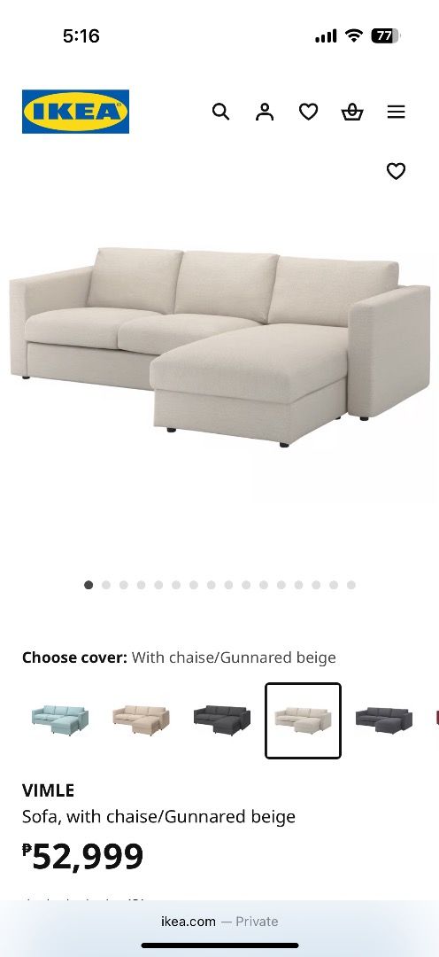 IKEA VIMLE 3 seater sofa (Category: Sofas) located in Caloocan City. Submitted by pascualram71736 (Listing ID 1387174114, Image 2). Description: 3 seater sofa with chaise. Brand new at 53k You can create your own perfect combination with the planning tool. Assemble, take apart and put together again until it's just right. The chaise has storage under the seat. The lid automatically stops in the open position so that you can easily pick out and pu