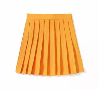 校園風JK短裙，百摺裙，橙黃色M碼64237986442498110
