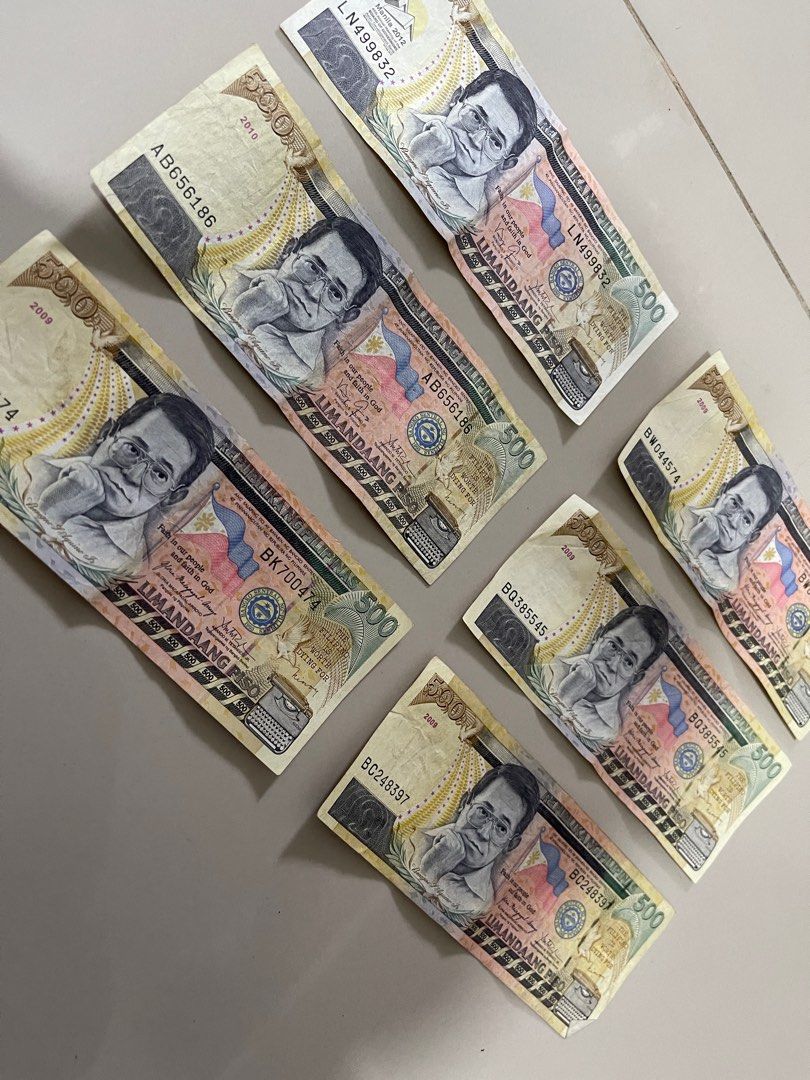 Old 500 Peso Bill (Category: Currency) located in Quezon City. Submitted by Mike_0 (Listing ID 1387171116, Image 2). Description: Anyone interested here in my old 500 philippine old money bill all are in good condition. 1 bill has a Manila 2012 45th annual markings Location is Taguig or Cubao meet up or pick up will do.