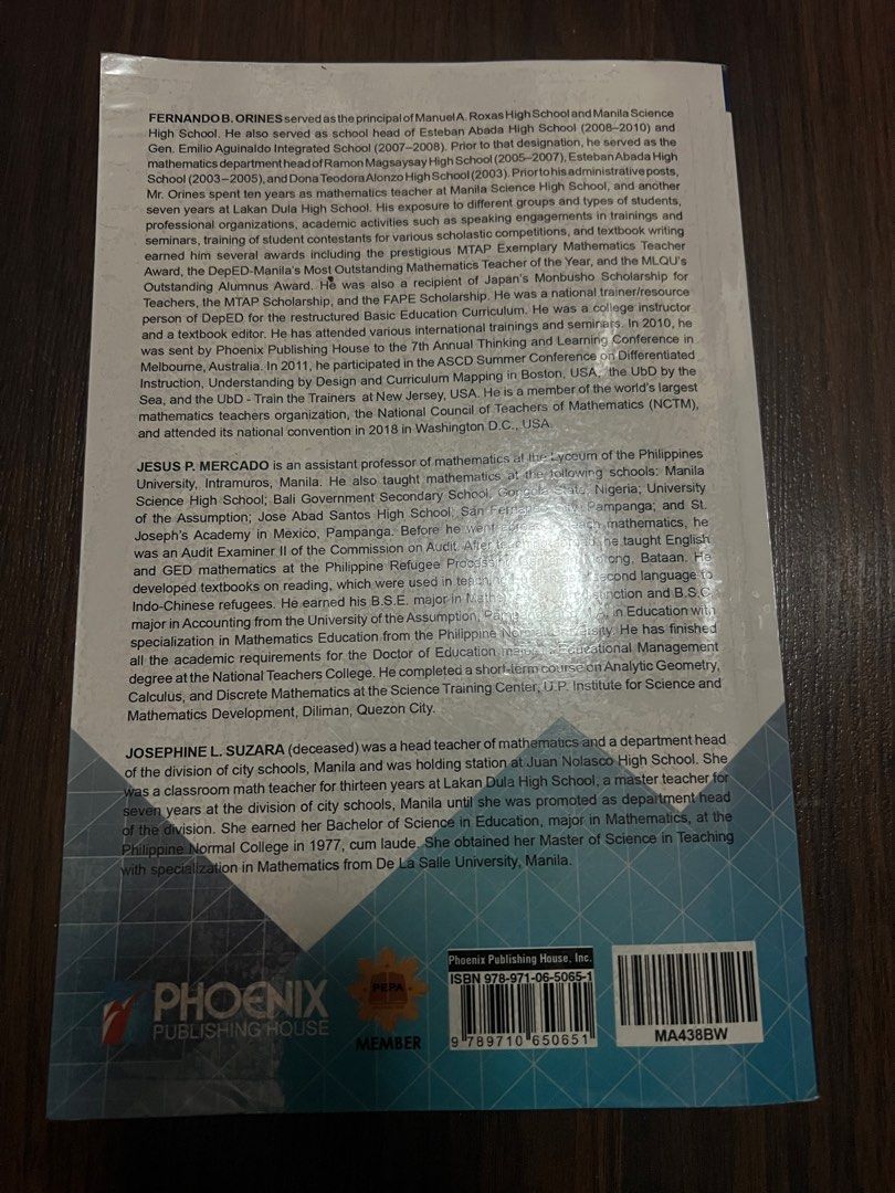 ORINES Geometry Grade 9 Book (Category: Textbooks) located in Cebu City. Submitted by mariatan16 (Listing ID 1387272661, Image 2). Description: ORINES Geometry NCM NEXT CENTURY MATHEMATICS DISCIPLINE-BASED 9 9th grade books, but only slightly used and with plastic covers.