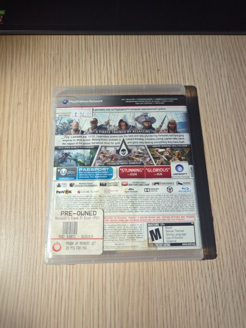 PS3 ASSASSIN'S CREED BLACK FLAG (Category: PlayStation) located in Manila. Submitted by chinarotgu30855 (Listing ID 1387266511, Image 3). Description: PS3 ASSASSIN'S CREED BLACK FLAG Original/Authentic From USA Actual and Detailed Picture Posted Pick up at One Oasis Condominium Pasig City Or Delivery via Lalamove, LBC cod/cop FREE DELIVERY via jnt (Payment First Basis).