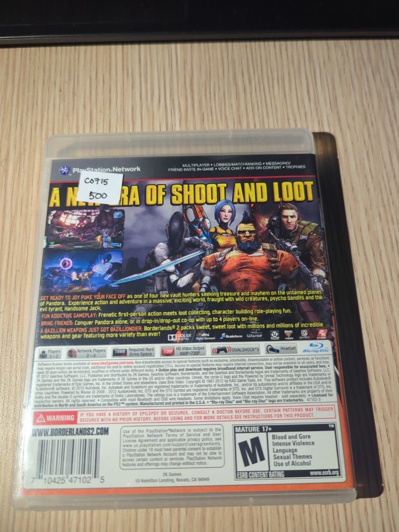 PS3 BORDERLANDS 2 (Category: PlayStation) located in Manila. Submitted by chinarotgu30855 (Listing ID 1387301275, Image 3). Description: PS3 BORDERLANDS 2 Original/Authentic From USA Actual and Detailed Picture Posted Pick up at One Oasis Condominium Pasig City Or Delivery via Lalamove, LBC cod/cop FREE DELIVERY via jnt (Payment First Basis).