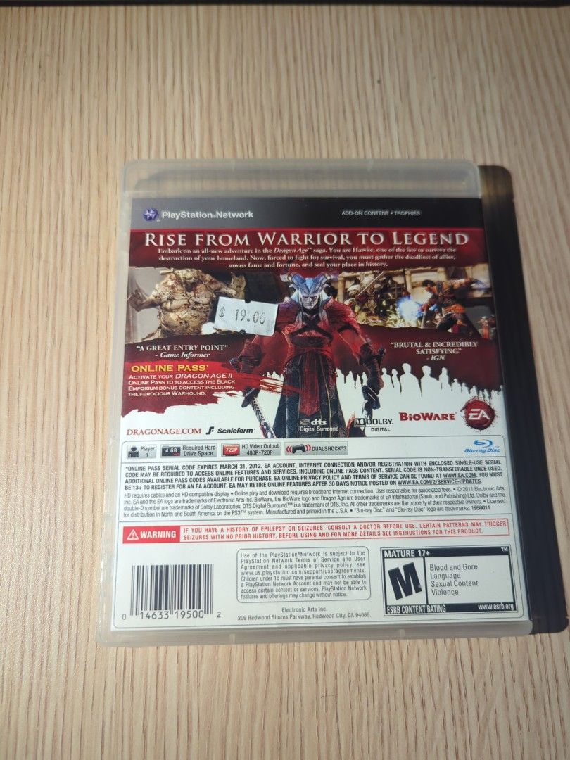 PS3 DRAGON AGE 2 (Category: PlayStation) located in Manila. Submitted by chinarotgu30855 (Listing ID 1387268248, Image 3). Description: PS3 DRAGON AGE 2 Original/Authentic From USA Actual and Detailed Picture Posted Pick up at One Oasis Condominium Pasig City Or Delivery via Lalamove, LBC cod/cop FREE DELIVERY via jnt (Payment First Basis).