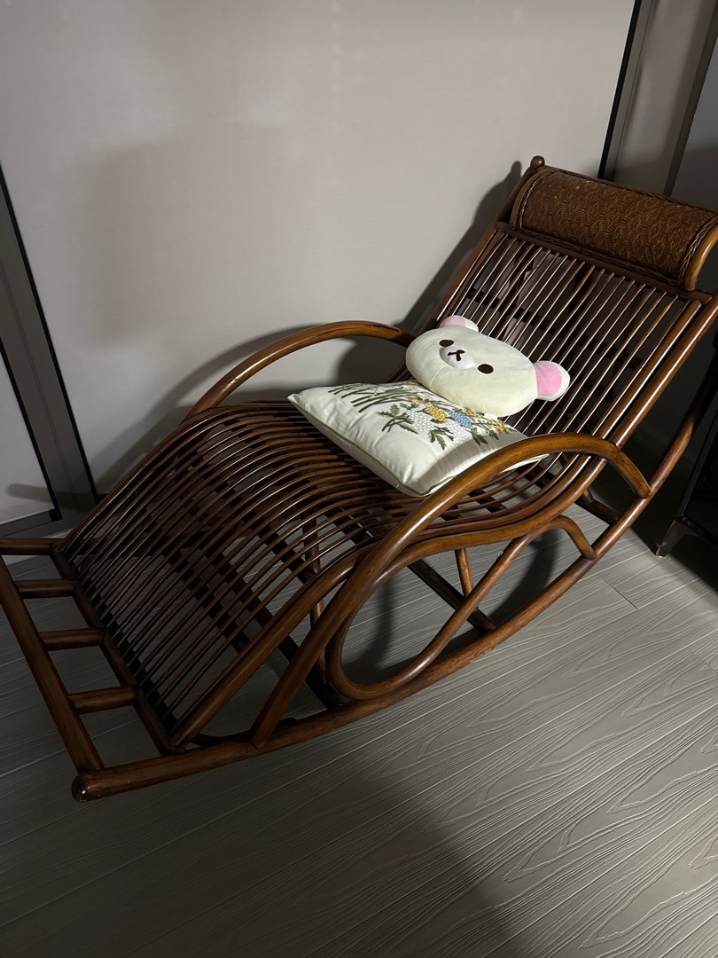Vintage Rattan Rocking Chair, Furniture & Home Living, Furniture ...