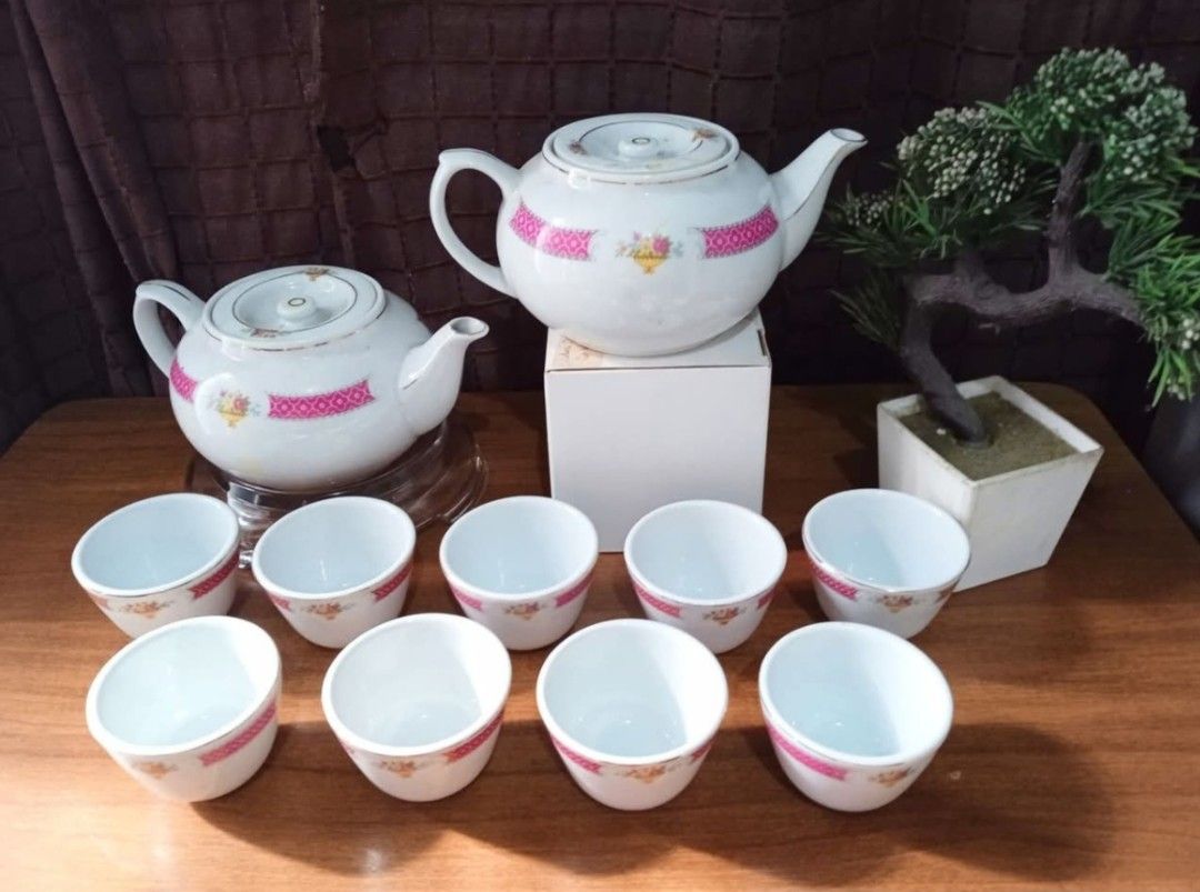 Vintage Traditional Red Mark Chinese Tea Set (Category: Coffee & Tea Tableware) located in Quezon City. Submitted by goodbuyguy (Listing ID 1387322739, Image 3). Description: Vintage Traditional Red Mark Chinese Tea Set P750 Previously Priced at P 899 with only 1 Teapot. Sale Price with 2 Tea Pots ∆ Vintage Chinese Traditional Tea Set ∆ Pink/White- with bouquet of flowers design ∆ Red Cup Mark- Made in China ∆ Set Consists of: 1. Teapot 2 Pcs 2. 