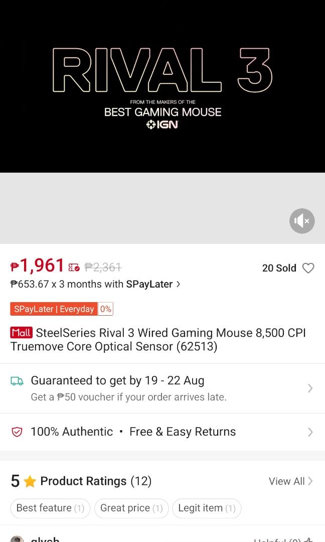 Wired steelseries rival 3 mouse used (Category: Mouse & Mousepads) located in Angeles City. Submitted by your_empressita (Listing ID 1387333226, Image 2). Description: - pls see images - rfs - already upgraded - used this for 5 mos (March to Aug 2024) and then kept..