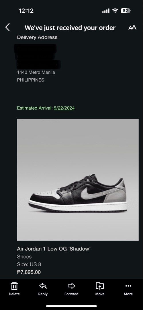 Air Jordan 1 Low OG “Shadow” Size 8US (Category: Sneakers) located in Valenzuela. Submitted by saint_john (Listing ID 1387386941, Image 1). Description: FS: Air Jordan 1 Low OG “Shadow” Size 8US (bought from Nike SNKRS app) Price: 3500 (fixed) RFS: Decluttering Condition: 9/10 (worn 4-5x) Included: Original Box, Extra Lace.