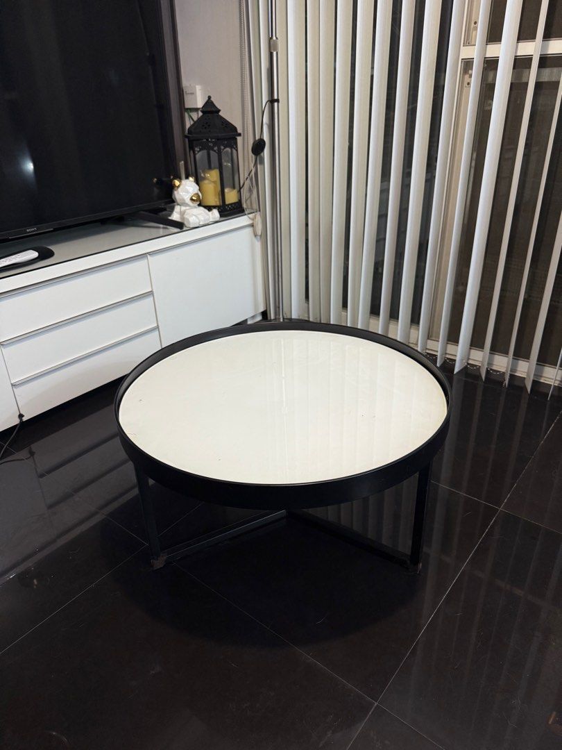 Anko Center Table with white tempered glass (Category: Tables & Sets) located in Taytay. Submitted by mipreluxe2 (Listing ID 1387416886, Image 2). Description: Still in good condition For pick-up only (Rizal area).