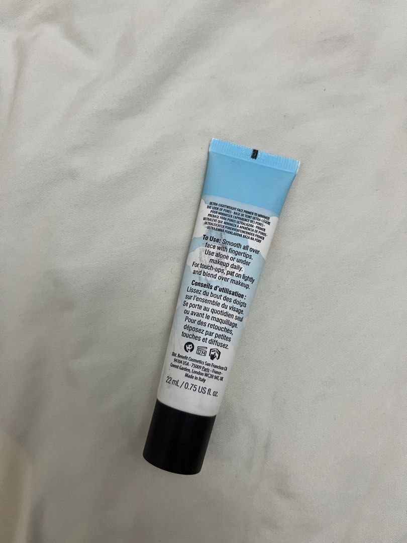 Benefit Primer (Pore minimizer) (Category: Makeup) located in Manila. Submitted by karminareyes123 (Listing ID 1387361079, Image 2). Description: Bought in Sephora Malaysia Used 2x only for swatching RFS: declutterring .