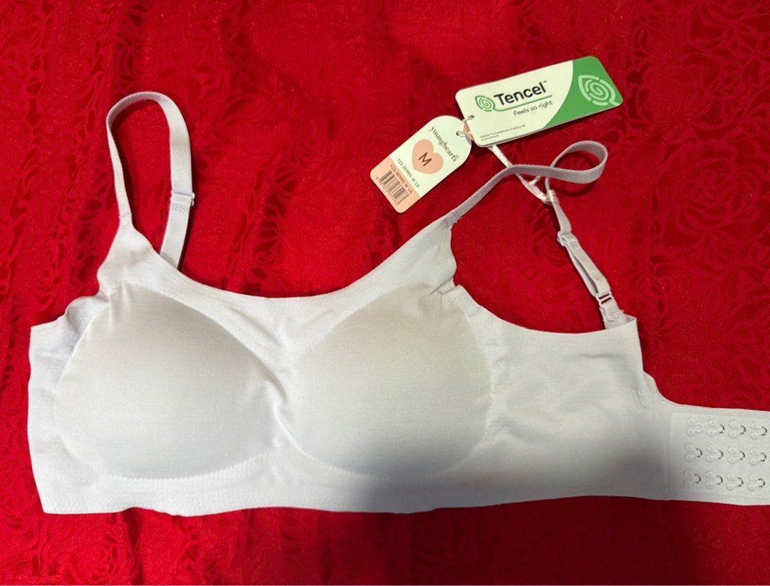 Brand new with tag Young Hearts Tencel Bra - Size M (Category: New Undergarments & Loungewear) located in Singapore. Submitted by going_minimalist_reuse_reduce (Listing ID 1387365697, Image 1). Description: - Brand new Young Hearts bra - Size: M - Made with Tencel fabric- cooling material - Adjustable straps - Comfortable design - Perfect for everyday wear - Comes with original tags.