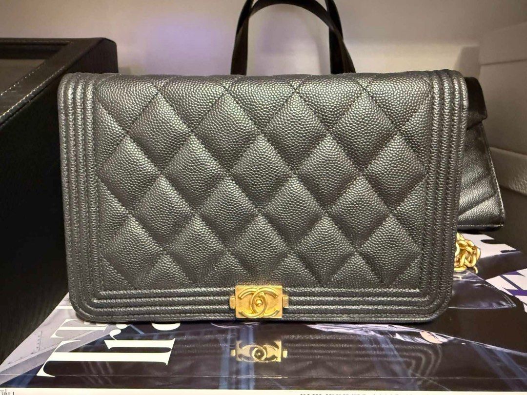 Chanel Le Boy Woc (Category: Luxury Bags & Wallets) located in Marikina City. Submitted by authenticluxe_ph (Listing ID 1387419972, Image 1). Description: Original/authentic (guaranteed) pristine condition seldom used Chanel Le Boy Woc Caviar leather purchased 2023 with box,dustbag,care cards.