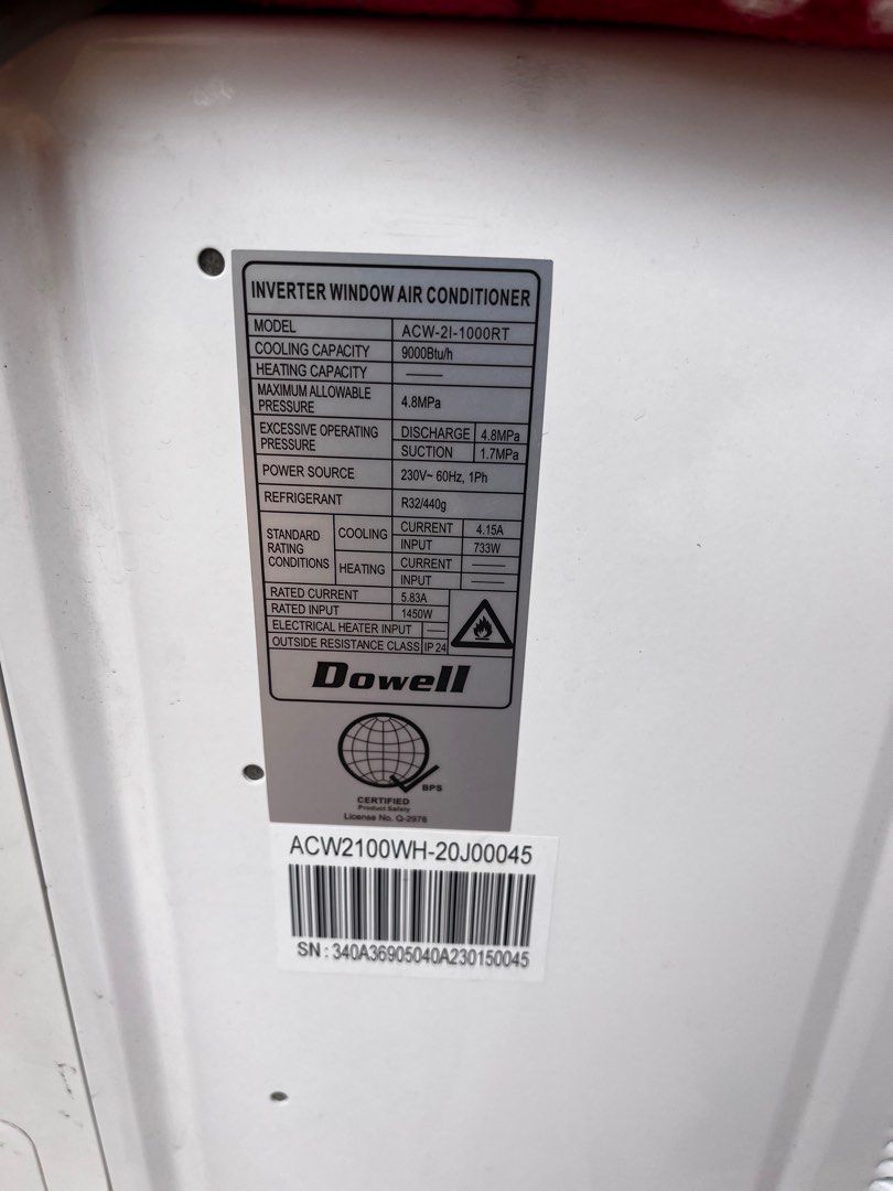 Dowell 1hp inverter aircon (Category: Air Conditioning and Heating) located in Quezon City. Submitted by mljvr (Listing ID 1387385839, Image 2). Description: Selling my Dowell 1hp inverter window-type aircon. Barely used less than a year. RFS: lipat bahay. Pickup or shipping shouldered by buyer Loc: Maybunga, Pasig Price still negotiable for sure buyers..