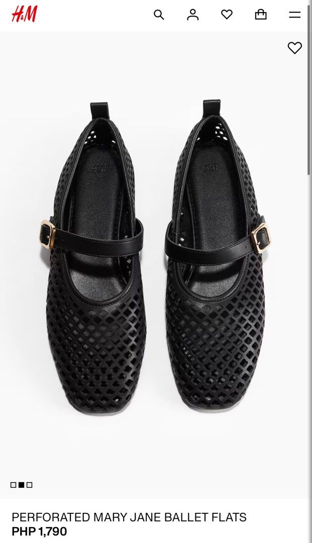 H&M Perforated Mary Jane Ballet Flats (Category: Flats & Sandals) located in Taguig. Submitted by cloudshoppp (Listing ID 1387465090, Image 1). Description: size 38 25.5cm.