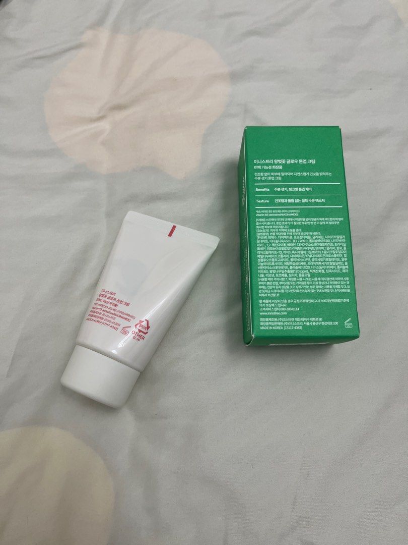 Innisfree tone up cream (Category: Face Care) located in Manila. Submitted by karminareyes123 (Listing ID 1387360610, Image 2). Description: Bought in Korea.