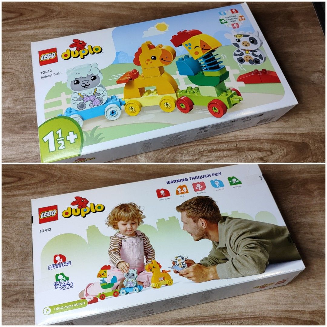 LEGO DUPLO Animal Train 10412 (Category: Lego & Building Sets) located in Manila. Submitted by edjanjo007 (Listing ID 1312138258, Image 2). Description: LEGO DUPLO Animal Train 10412 Ages: 1½+ Pieces: 19 Best gift for toddlers by learning through play. "DUPLO is for children from 1½ to 5 years old. As a result, DUPLO blocks tend to be bigger than regular LEGO blocks, reducing choking hazards. DUPLO blocks are also easier to build, requiring less 