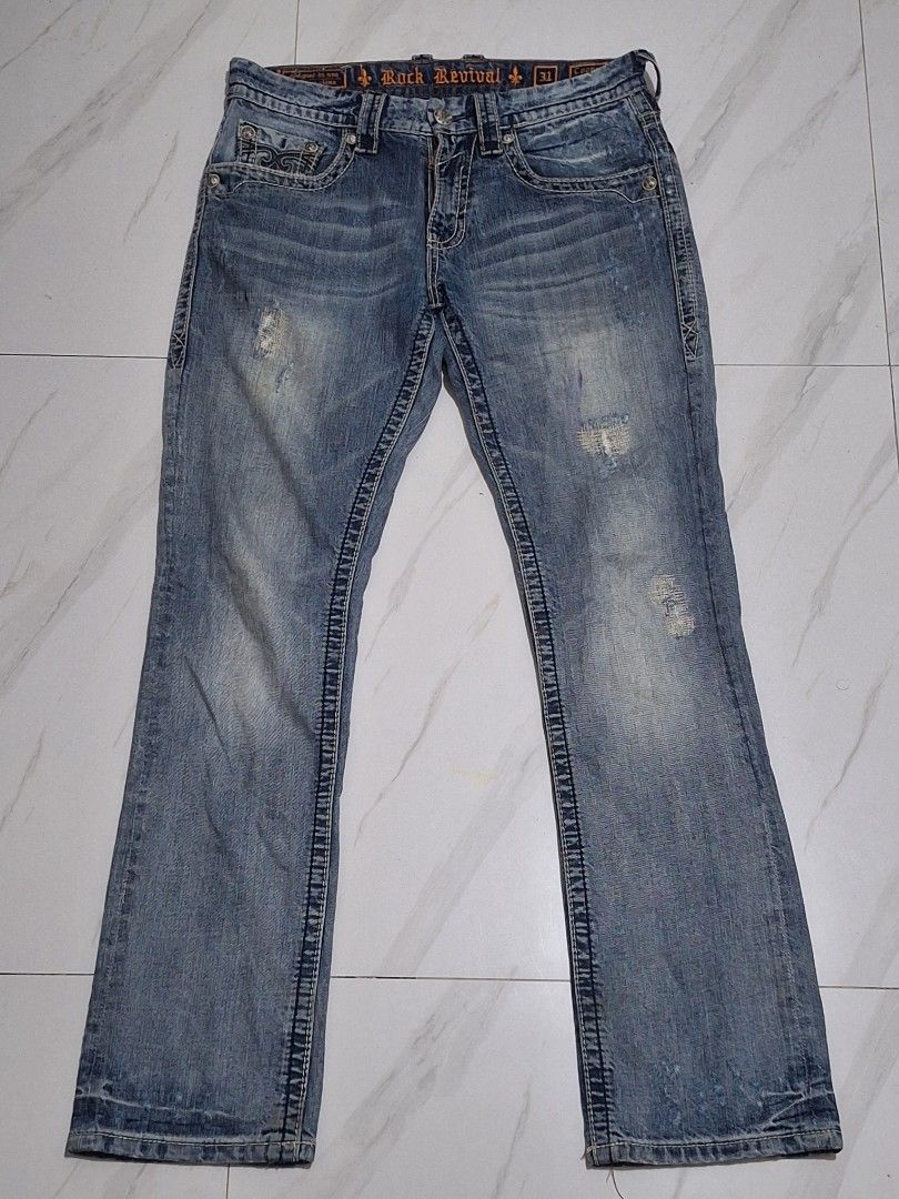 Rock Revival Cooper Straight cut jeans (Category: Jeans) located in Dasmarinas. Submitted by lips04 (Listing ID 1387517075, Image 1). Description: for sale or swap (looking for bootcut) size 31 on tag length 43 thigh 10.5 hem 8 rise 10 complete tags broken zipper.