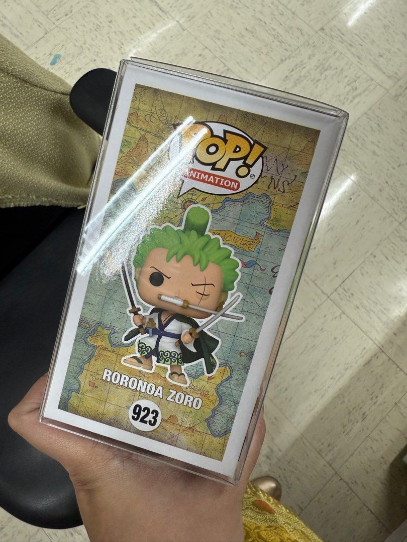 Roronoa Zoro Funko Pop (Category: Designer & Blind Box Toys) located in Pasay City. Submitted by lycheedeclutters (Listing ID 1387447195, Image 2). Description: Roronoa Zoro Funko Pop - mint condition - with Boss protective acrylic box.