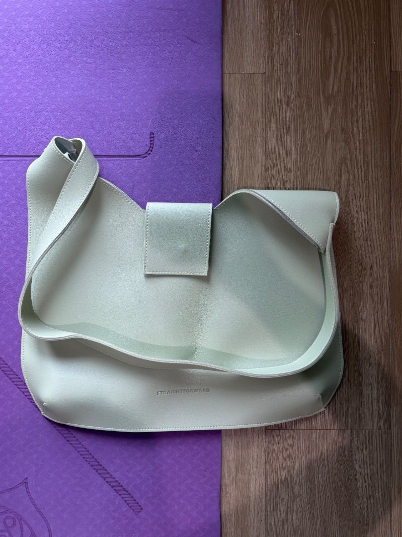 Straightforward Shoulder Bag in sage green (Category: Tote Bags) located in Caloocan City. Submitted by kitty.pattycakes (Listing ID 1387403611, Image 1). Description: Clasp opening Water-resistant Can hold 13-inch laptop with case Payment via GCash/ Bank transfer.