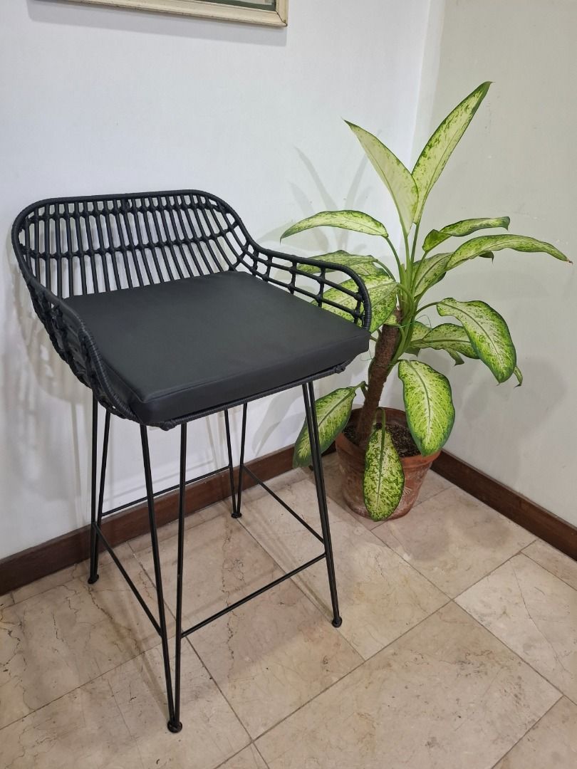 Synthetic Rattan Bar Chair (Category: Chairs) located in Quezon City. Submitted by bluejacaranda (Listing ID 1387440281, Image 3). Description: Synthetic Rattan Bar Chair Material: Plastic/Synthetic Rattan Frame: Galvanized Steel (rust-resistant, durable) Size: 21" (W) x 21" (D) x 37" (H) Suitable for both indoor and outdoor use.